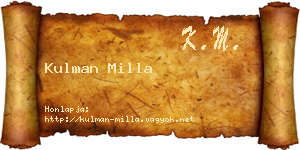 Kulman Milla névjegykártya